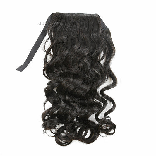Natural Deep Wave Human Hair Ponytail Extensions Clip 10-30 Inches for Women 1 Piece