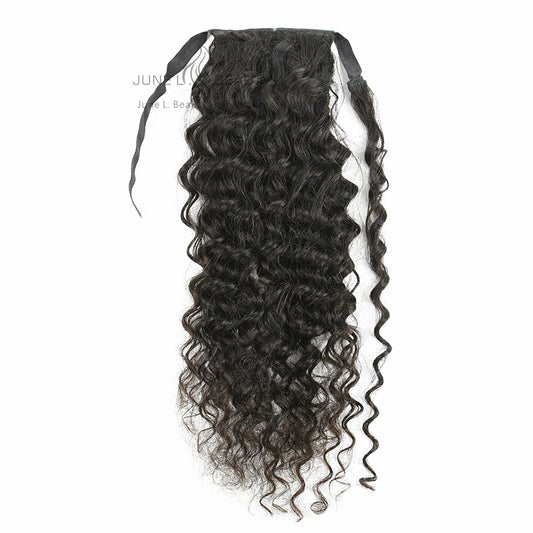 High Quality Remy Virgin Human Hair Deep Curly 10inches to 30 inch Ponytail With Clip ins