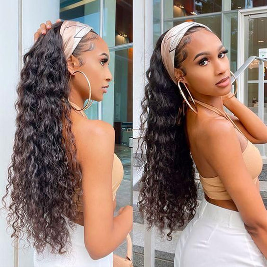 Wholesale Headband Wig for Women Long Black Deep Wave Virgin Hair for Daily Party Use