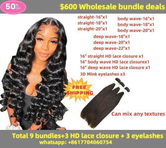 Wholesale TOP Quality Virgin Hair Bundles Deals with HD lace closures