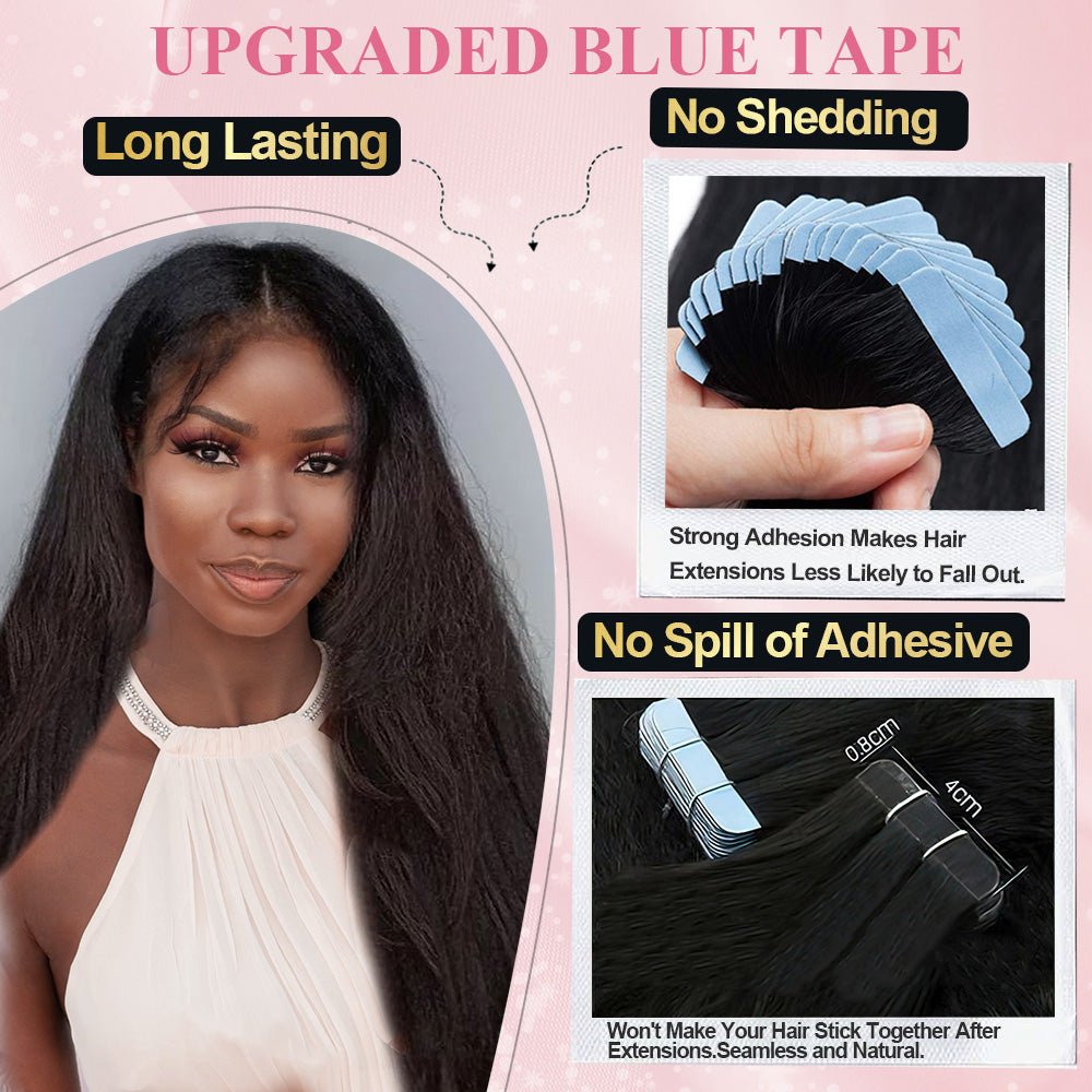 2024 New Arrival Kinky Straight Virgin Cuticle Aligned Double Drawn Seamless Injection Tape Human Hair Extension