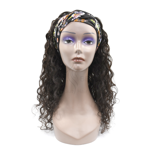 Virgin Indian hair Headband wigs full machine weave wigs Italian Curly texture 200% 300% density