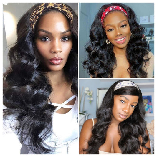 Glueless Loose Wave Headband Wig Human Hair Peruvian Human Hair Wigs Natural Color for Black Women
