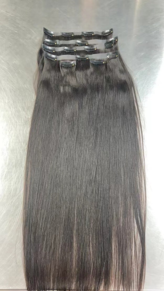 New Product Seamless clip ins Virgin Brazilian human hair straight curly wavy natural color 7pcs/set