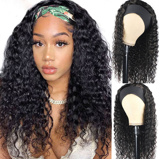 Factory Direct Sale 100% Human Hair Deep Curly Headband Wigs New Korean Headband Wig