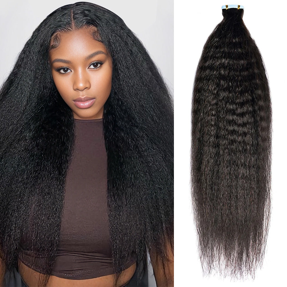2024 New Arrival Kinky Straight Virgin Cuticle Aligned Double Drawn Seamless Injection Tape Human Hair Extension