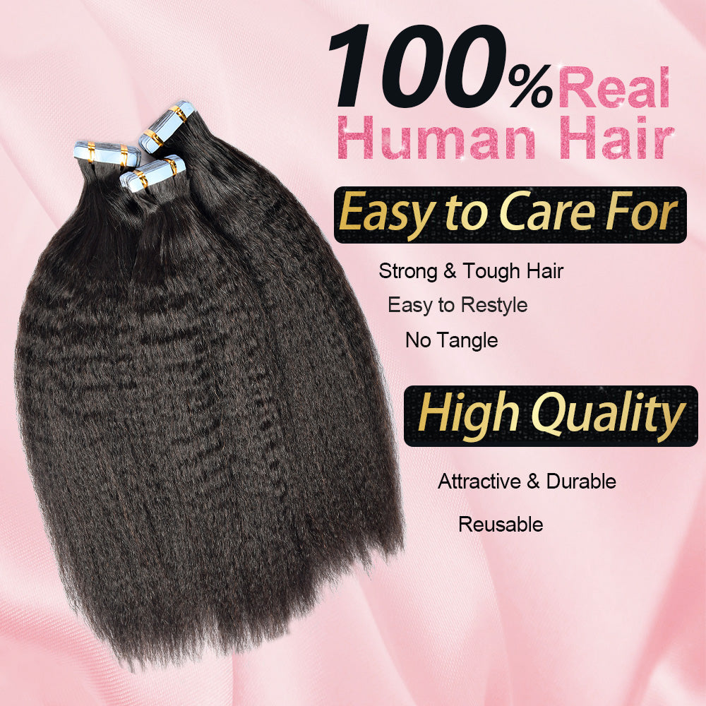 2024 New Arrival Kinky Straight Virgin Cuticle Aligned Double Drawn Seamless Injection Tape Human Hair Extension