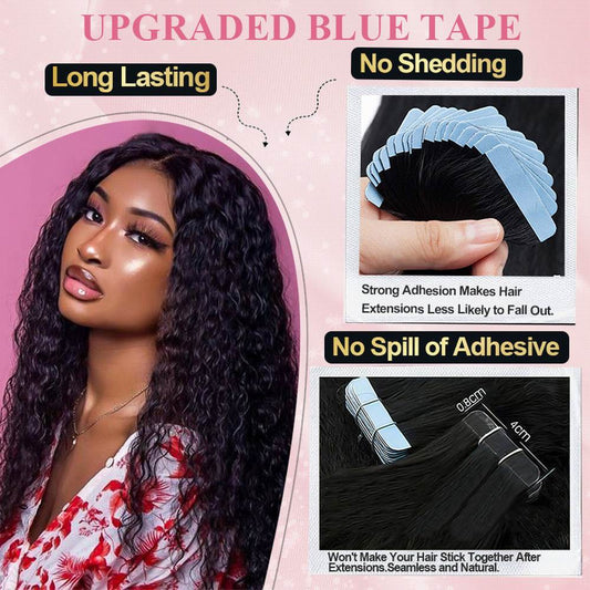 Wholesale Italian Curly 100% Natural Human Hair Extensions tape Hair Invisible tape Hair Extensions