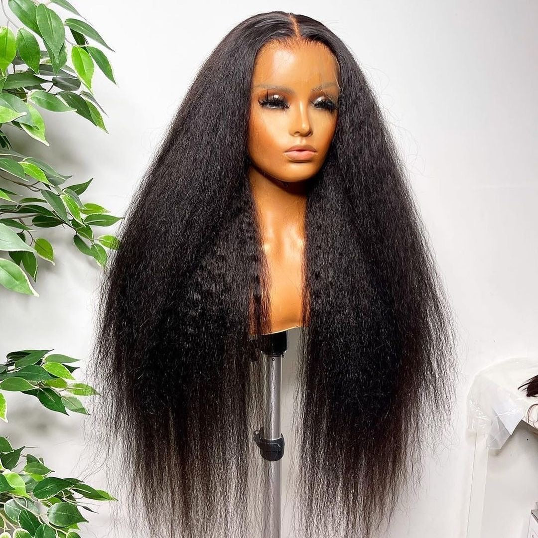 200% 2x6/4x4/5x5/13x4/13x6 Human Hair Kinky Straight HD Lace Wigs for Black Women